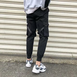 ribbons harem joggers men cargo pants streetwear 2023 hip hop casual pockets track pants male harajuku fashion trousers sporty tapered joggers