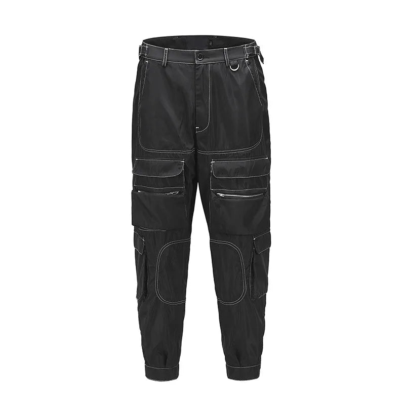 men pockets cargo pants new fashion zipper loose fit harajuku military trousers casual hip hop sportswear streetwear black pants multi-pocket cargos