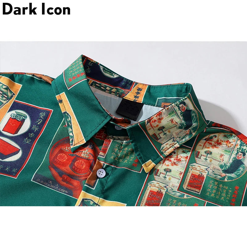 Dark Icon Cigarette Case Print Retro Hip Hop Shirts 2020 Summer Vacation Beach Shirts Hawaii Shirts Streetwear Clothing