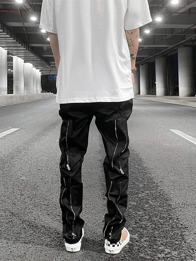 fashion back zipper loose zipper cargo straight pants new summer streetwear pants trousers mens harajuku casual pants joggers sporty tapered joggers