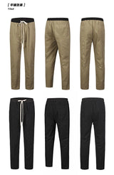 black khaki retro pants baggy high street mens joggers vintage straight trousers loose casual back pockets sweatpants for men unique joggers style 2855