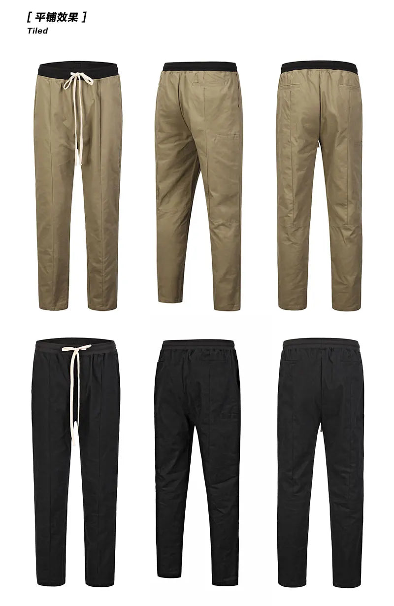 black khaki retro pants baggy high street mens joggers vintage straight trousers loose casual back pockets sweatpants for men unique joggers style 2855