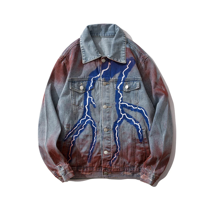 trendy coat featuring mens hip hop lightning denim jackets fashion graffiti ripped coats high street swag outerwears 2020 new spring streetwear jacket design – premium quality jacket for men