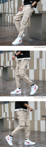 cargo pants men streetwear hip hop pants elastic waist harem ankle length trousers black army green harajuku loose casual pocket unique cargo style 1012