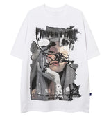 Y2k Oversized shirt – Aolamegs Harajuku Girl Letter Graffiti Printed T Shirt Men O