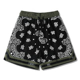 Mens Paisley Printed Hip Hop Loose Shorts Elastic Waist Sweat Shorts Casual Harajuku Drawstring Streetwear Sportswear Joggers