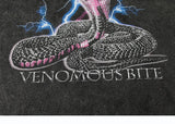 Sadcore Aesthetic print tee – Men Washed T Shirt Hip Hop Streetwear Lightning Snake Print