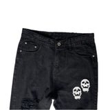 fashion skull printed denim jeans mens destoryed holes zipper flare jeans hip hop streetwear summer casual joggers jeans pants unique joggers style 3780