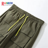 rainbowtouches new fashion classic brand mens cargo pants big pocket design trousers loose straight high street style overalls combat utility trousers