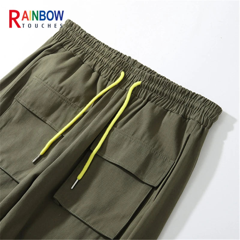 rainbowtouches new fashion classic brand mens cargo pants big pocket design trousers loose straight high street style overalls combat utility trousers