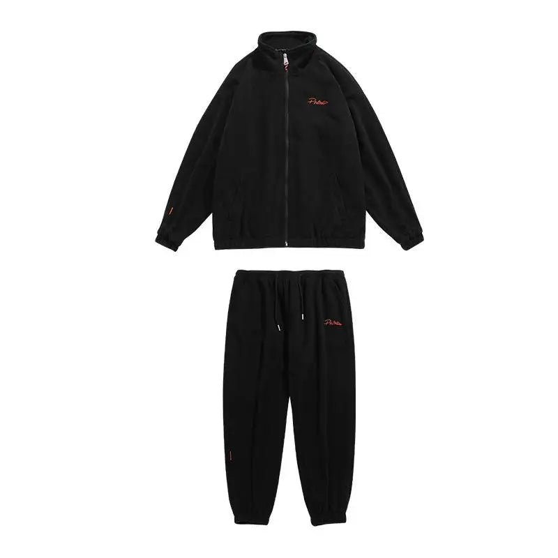 spring and autumn new fleece knitted coat mens loose couple suit versatile high street style unique default style 2029