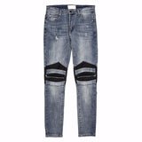 knee zipper hole patckwork skinny denim jeans men casual slim biker trousers jeans fashion streetwear hip hop jean pants joggers relaxed fit joggers
