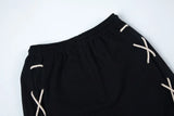 hip hop loose fit elastic waist pants fashion side reflective cross lines pants mens casual streetwear sportwear pants joggers unique joggers style 5495