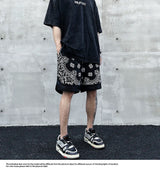 Hip Hop Loose Shorts Fashion Harajuku Printed Shorts Mens Summer Casual Elastic Waist Drewstring Streetwear Sportswear Joggers