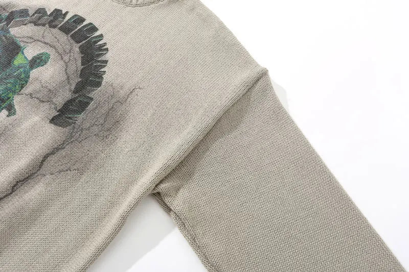grunge knit sweater with heavyweight fabric, layered urban look for cold weather, street fashion menswear trend for seasonal 