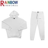 rainbowtouches quality pure cotton 2 piece couple hoodie solid color hip hop casual sportswear pullover mens pants plush unique default style 1467