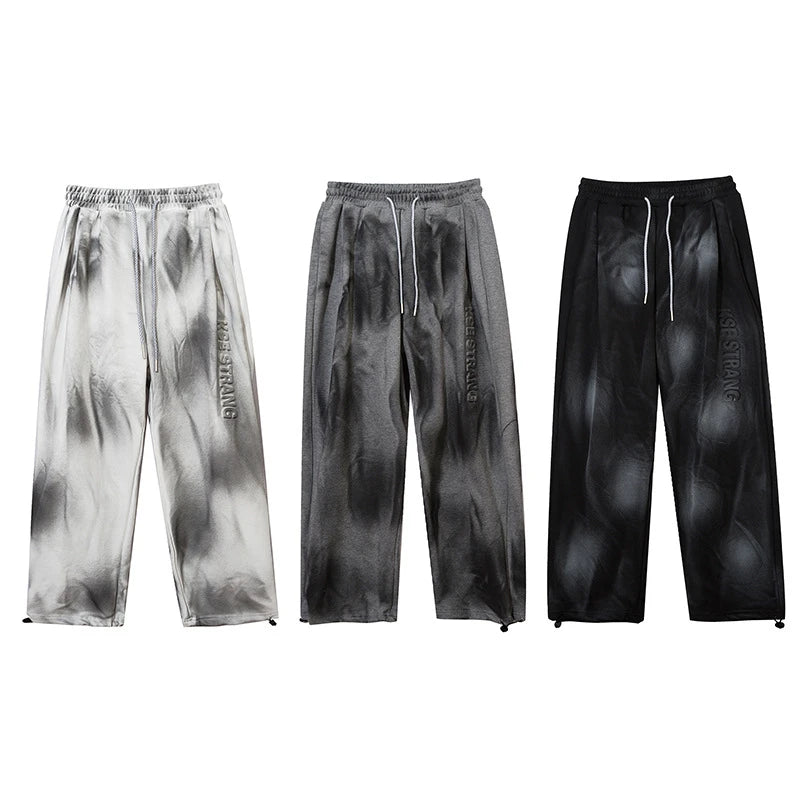 rainbowtouches new trousers mens tidal current hip hop tie dye gradient loose straight leg fashionable joker casual long pants unique default style 4530