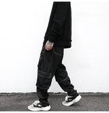 men pockets cargo pants new fashion zipper loose fit harajuku military trousers casual hip hop sportswear streetwear black pants unique cargo style 2494