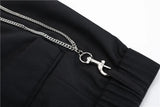 mens shorts summer casual black zipper elastic waist straight short pants with chain new hip hop streetwear loose shorts joggers unique joggers style 2355