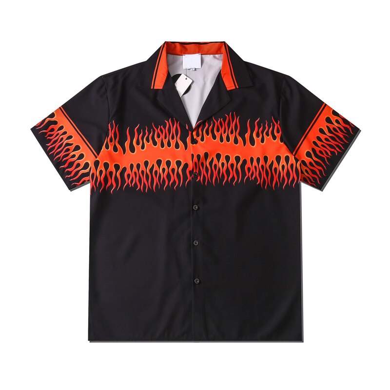 "Orange Flame" Unisex Men Women Streetwear Graphic Shirt Daulet Apparel