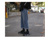 wide legs jeans men fashion retro solid color casual straight jean pants mens streetwear hip hop denim pants mens trousers m 3xl unique jeans style 3692