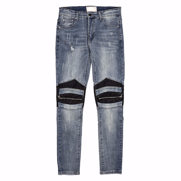 knee zipper hole patckwork skinny denim jeans men casual slim biker trousers jeans fashion streetwear hip hop jean pants joggers unique joggers style 1039
