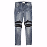 knee zipper hole patckwork skinny denim jeans men casual slim biker trousers jeans fashion streetwear hip hop jean pants joggers unique joggers style 1019