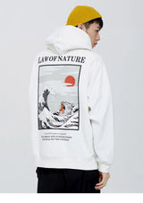 Embroidery Funny Cat Hoodies Sweatshirt Men Hip Hop Winter Fleece Pull