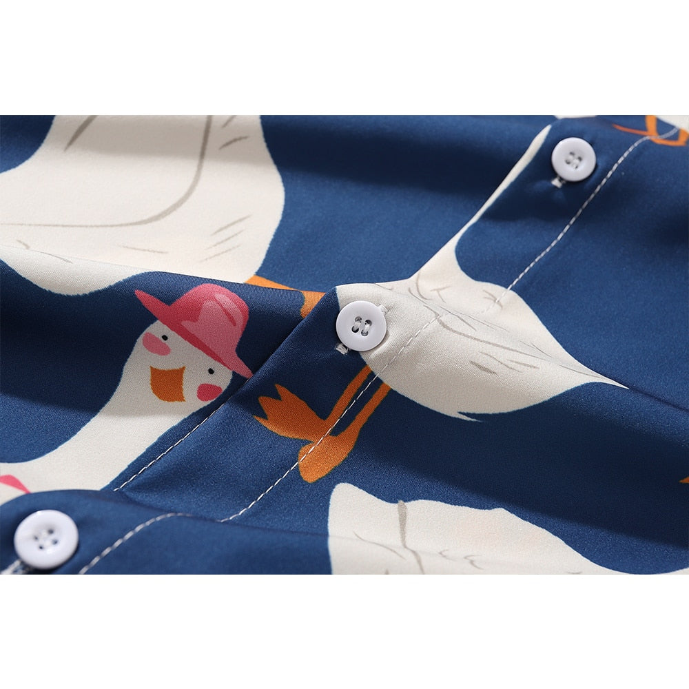 "Duckie" Unisex Men Women Streetwear Graphic Button Up Daulet Apparel