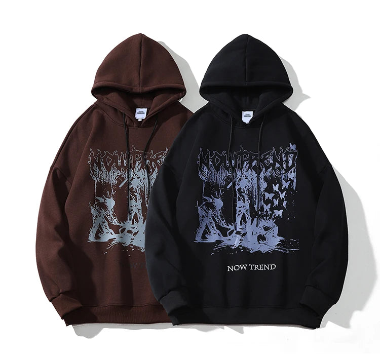 Streetwear Sweatshirt Hip Hop Hoodie Butterfly Print Hooded Pullover 2