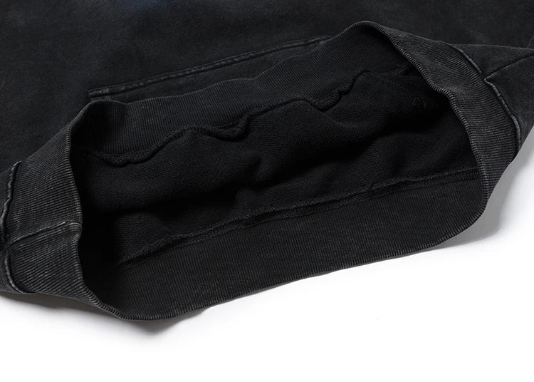 2023 Men Hip Hop Hoodie Sweatshirt Lightning Butterfly Streetwear Hoodie Retro Vintage Washed Black Hooded Pullover Harajuku