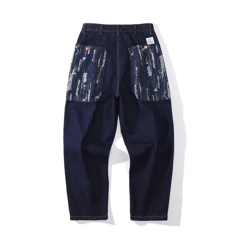 rainbowtouches fashion brand mens jeans high street pants print design long trousers loose straight vintage style boy wide legs unique jeans style 5336