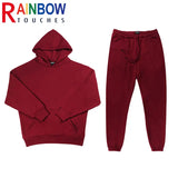 rainbowtouches quality pure cotton 2 piece couple hoodie solid color hip hop casual sportswear pullover mens pants plush unique default style 1466