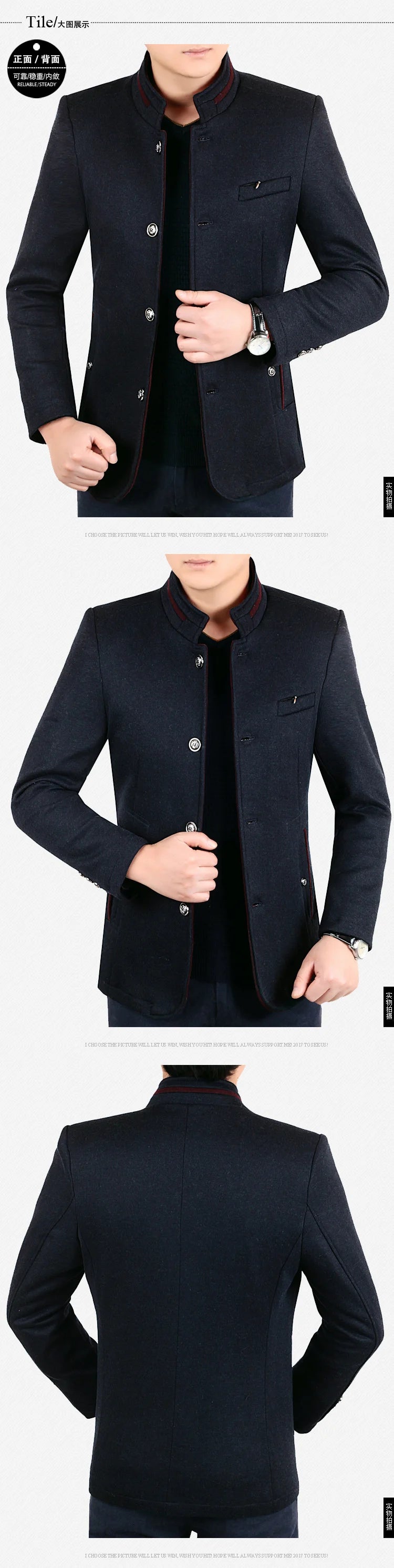 Autumn Winter Wool Coat Men Leisure Long Woolen Coats Men&#39;s Pure Color Business Casual Fashion Jackets Men Wool Overcoat Outwear