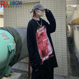 Harajuku Oversized Shirt – Rainbowtouches Mens Long Sleeve T Shirt New High Street Fash – Modern Streetwear for Everyone