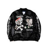 Retro Black Embroidery Jacket Outwear Men Vintage Skull Floral Mens Jackets and Coats Japanese Streetwear Hip Hop Bomber blac - variant style 45a422 for streetwear fashion