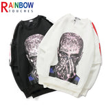 rainbowtouches long sleeve t shirt mens sweater high street fashion hip hop figure print stitching cuff design pattern coats Y2K vintage urban hoodie, high quality cotton pullover, urban wear with bold artwork