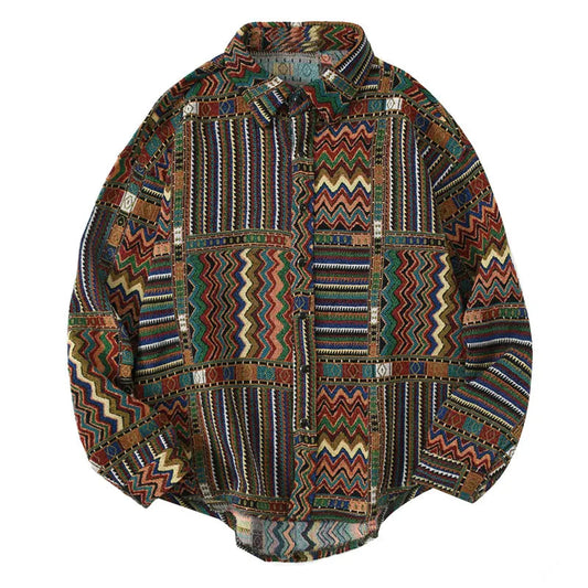 GONTHWID National Style Color Block Geometric Pattern Long Sleeve Tees Shirts Streetwear Hip Hop Harajuku Casual Loose Shirt Top