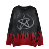mens sweaters fashion fire harajuku sweaters casual long sleeve knitted sweater ripped holes cotton pullover jumpers man sweater trendy hip hop style outerwear, streetwear fashion hoodie, Y2K vintage urban hoodie