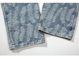 high street feathers embroidery denim pants mens zipper straight jeans trouser with belt hip hop streetwear loose joggers pants unique joggers style 3605