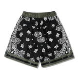 Mens Paisley Printed Hip Hop Loose Shorts Elastic Waist Sweat Shorts Casual Harajuku Drawstring Streetwear Sportswear Joggers