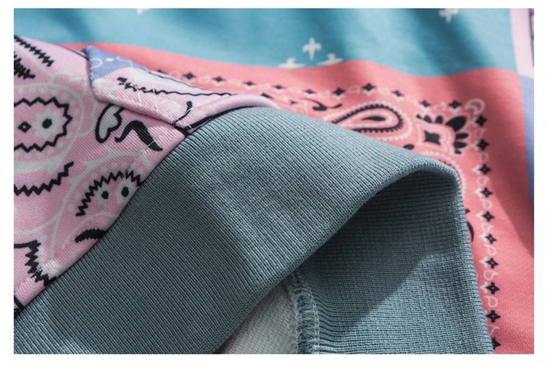 Bandana Patchwork Hoodies Sweatshirts Streetwear 2020 Autumn Mens Hip