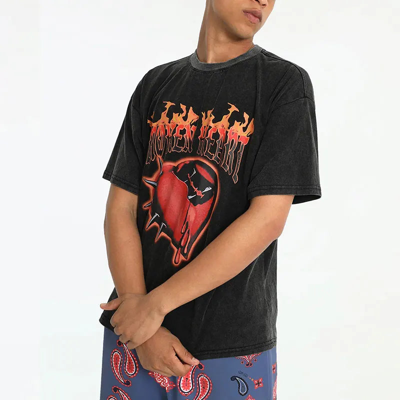 Glitchcore Fashion – Rainbowtouches Oversized T Shirt Hip Hop Unisex Washed T Shi – Modern Streetwear for Everyone