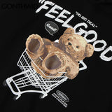 Gonthwid Men Hip Hop Hoodie Sweatshirt Streetwear Funny Bear Print Hoo