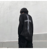 high street vintage wash sweater men graffiti loose knitted pullover long sleeve hip hop oversize sweater casual jumper knitwear - gothic aesthetic hoodie for winter, 2025 streetwear drop, oversized streetwear hoodie