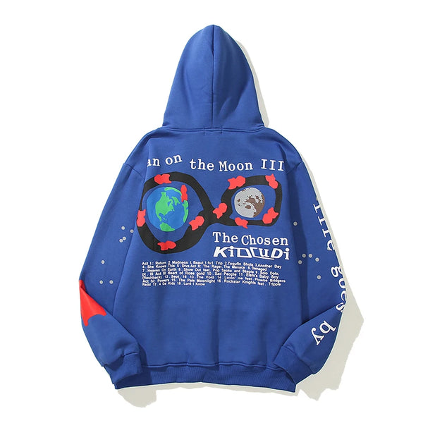 Kanye West Letter Foam Fleece Sweatshirt Mens And Womens Retro Oversiz