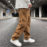 harajuku ankle zipper logging pants overalls mens straight streetwear oversized retro baggy cargo pants loose casual trousers unique cargo style 5079