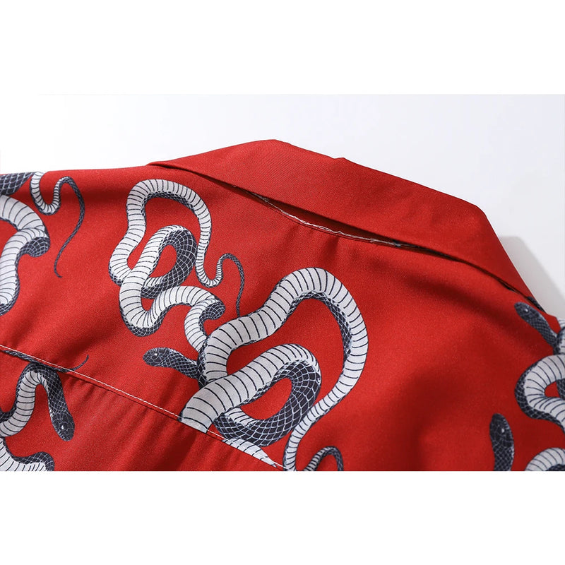 Dark Icon Snake Men's Shirt Short Sleeve Summer Vintage Polo Shirt Holiday Beach Shirts Man