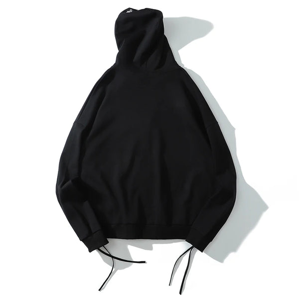 Aolamegs Punk Graphic Print Zipper Ribbon Hooded Hoodie Men Casual Bla