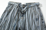 2 Pieces Sets Men Fashion Striped Printed Short Sleeves Single Breasted Loose Shirts and Shorts Joggers Streetwear Hip Hop Set